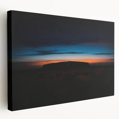 Uluru landscape on stretched canvas with warm earth tones, suitable for kitchen wall art.
