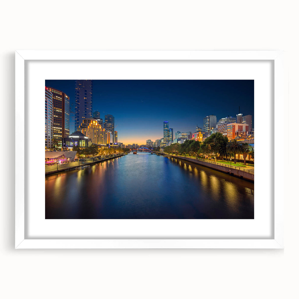 Extra large abstract art print of Melbourne scenery in muted gray tones on a framed canvas, ideal for living room decor.