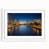 Extra large abstract art print of Melbourne scenery in muted gray tones on a framed canvas, ideal for living room decor.