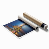 Extra large rolled print of Melbourne scenery with floral accents in soft pastel colors.
