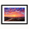 Abstract art print of colorful, textured scenery resembling Perth, Australia on an extra large framed canvas.