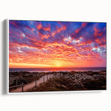 Framed canvas depicting a vintage-style Perth landscape in black and white, ideal for bedroom wall art.