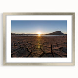 Abstract art print of Queensland scenery in textured hues of blue and green on a large framed canvas.