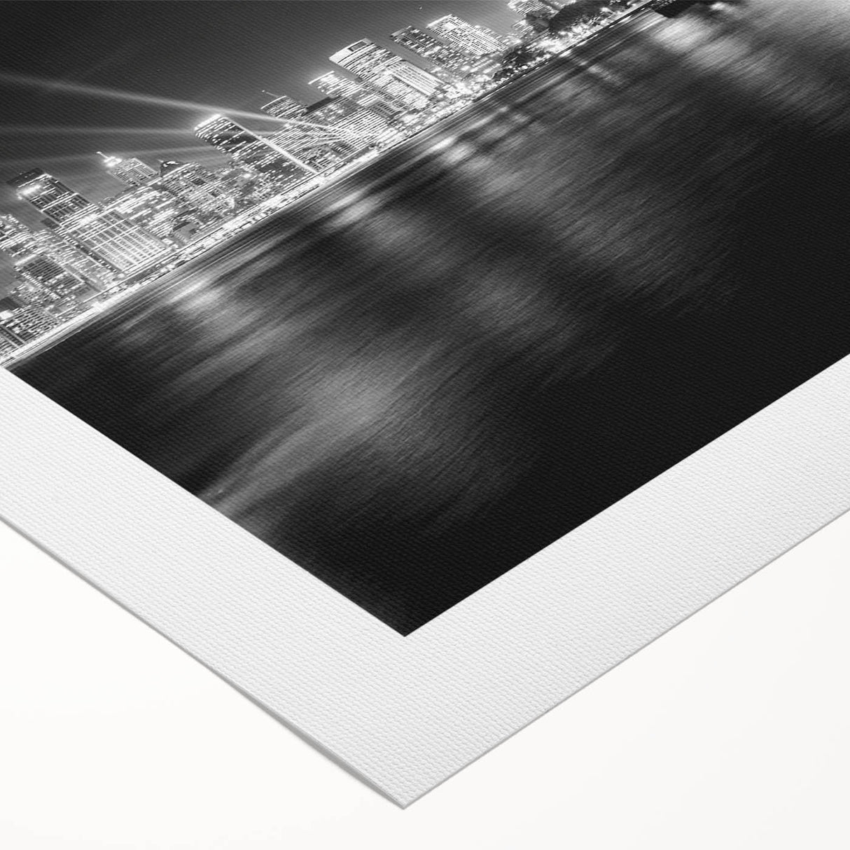 Art deco poster of Sydney skyline in muted blue and gray tones on rolled canvas, suitable for dining room wall art.