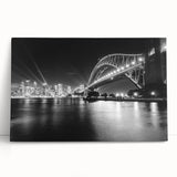 Black and white photograph of the Sydney skyline on large stretched canvas, suitable for kitchen wall art.