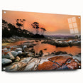 Acrylic print of a Tasmanian landscape in muted earth tones, suitable for dining room or bedroom decor.