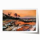 Rolled print of Tasmanian scenery, featuring vibrant green landscapes, ideal for art wall dining room.