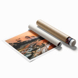Extra large rolled canvas print of Tasmania scenery with muted green and blue tones, ideal for classy bathroom wall art.