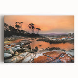 Black and white photograph of Tasmania scenery on large stretched canvas, suitable as kitchen or bedroom wall art.