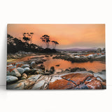 Black and white photograph of Tasmania scenery on large stretched canvas, suitable for kitchen wall art.