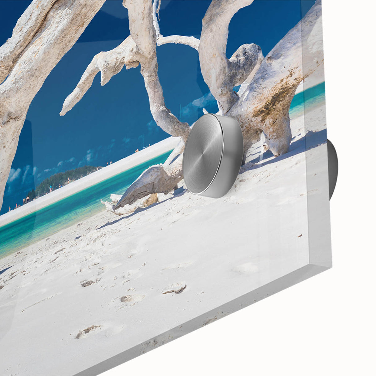 Large abstract wall art depicting Australian scenery in muted earth tones on acrylic glass.