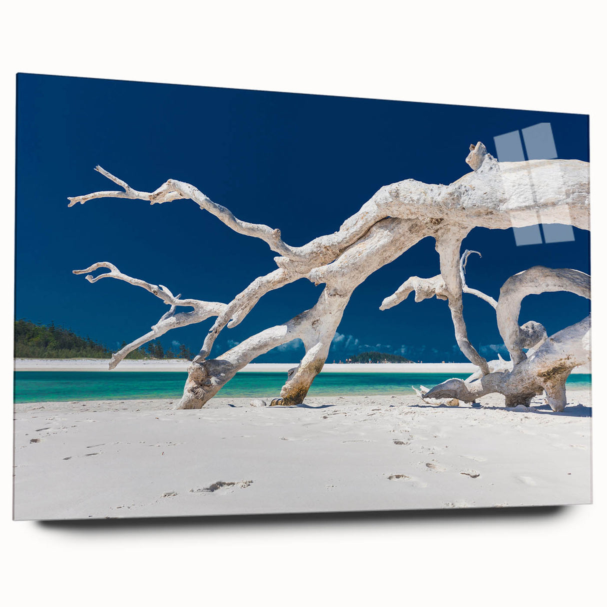 Abstract landscape of Australia in muted earth tones on large acrylic glass, ideal for bedroom or dining room decor.