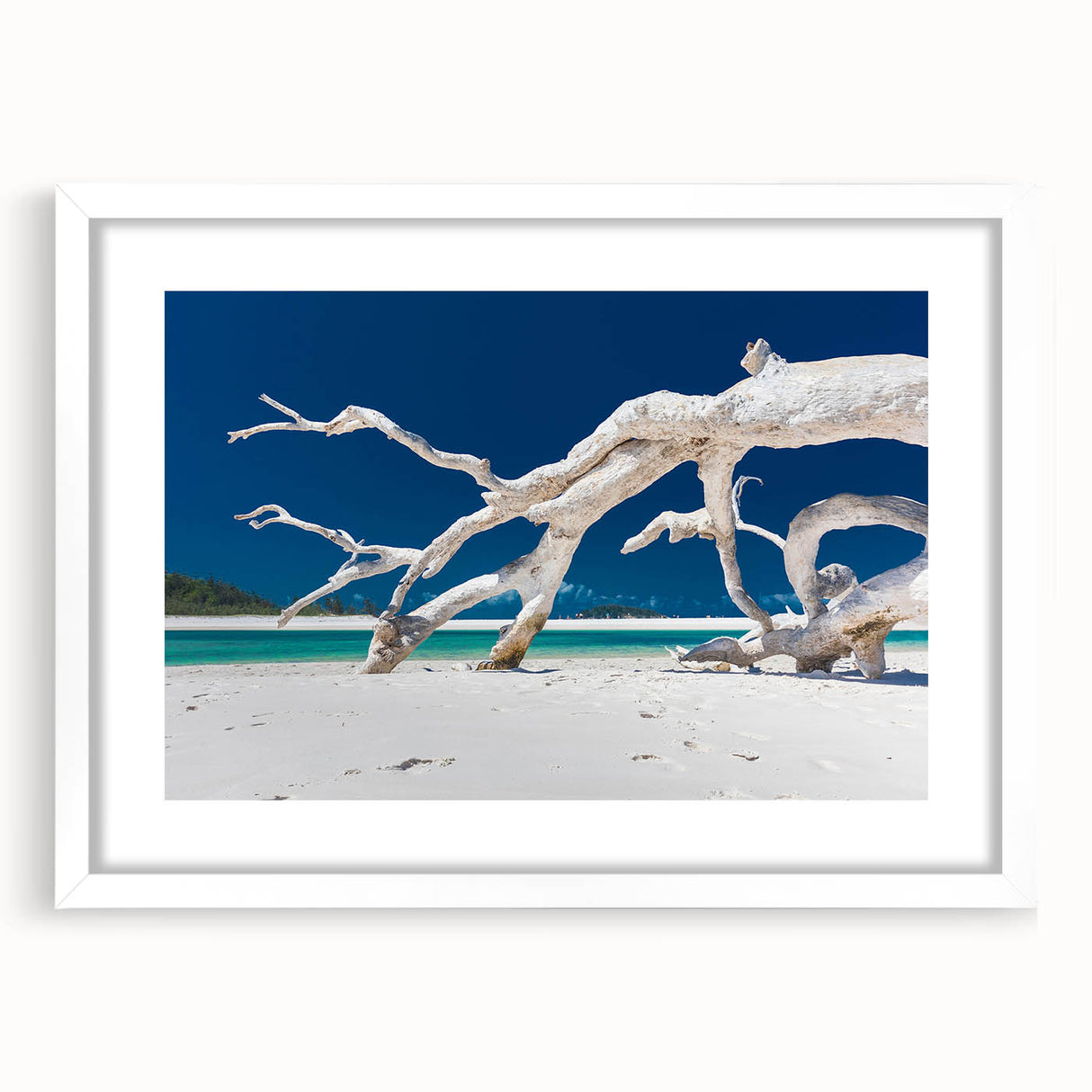 Textured abstract art print of an Australian landscape in muted earth tones on a framed white mat.