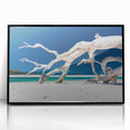 Large abstract wall art of an Australian scenery in muted earth tones on a framed acrylic.