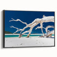 Black and white framed canvas of a vintage Australian landscape, ideal for bedroom wall decor.