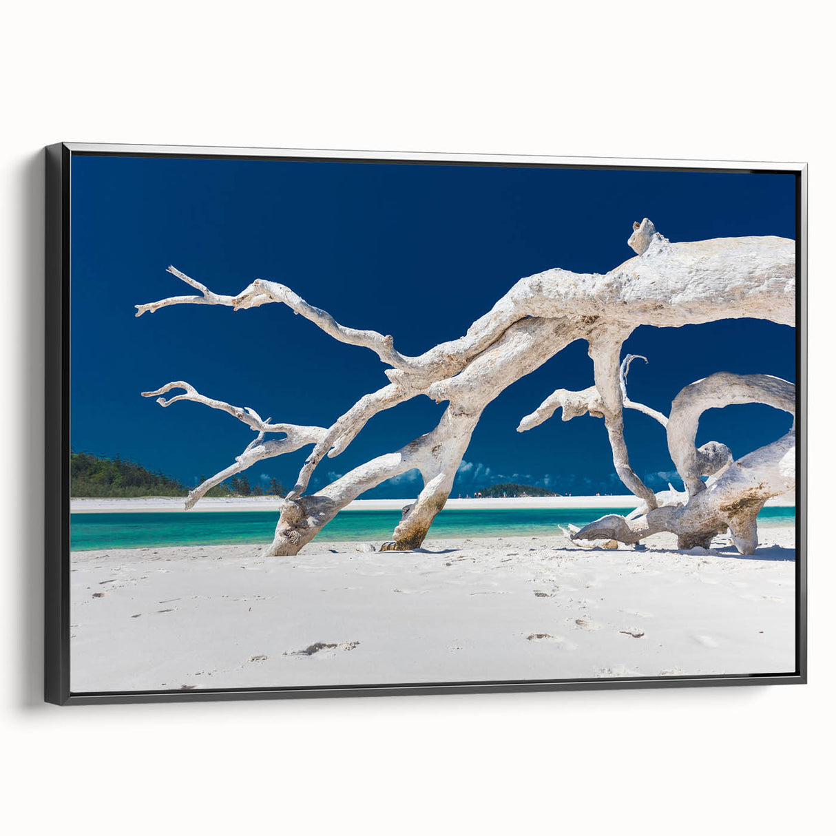 Black and white framed canvas of a vintage Australian landscape, ideal for bedroom wall decor.