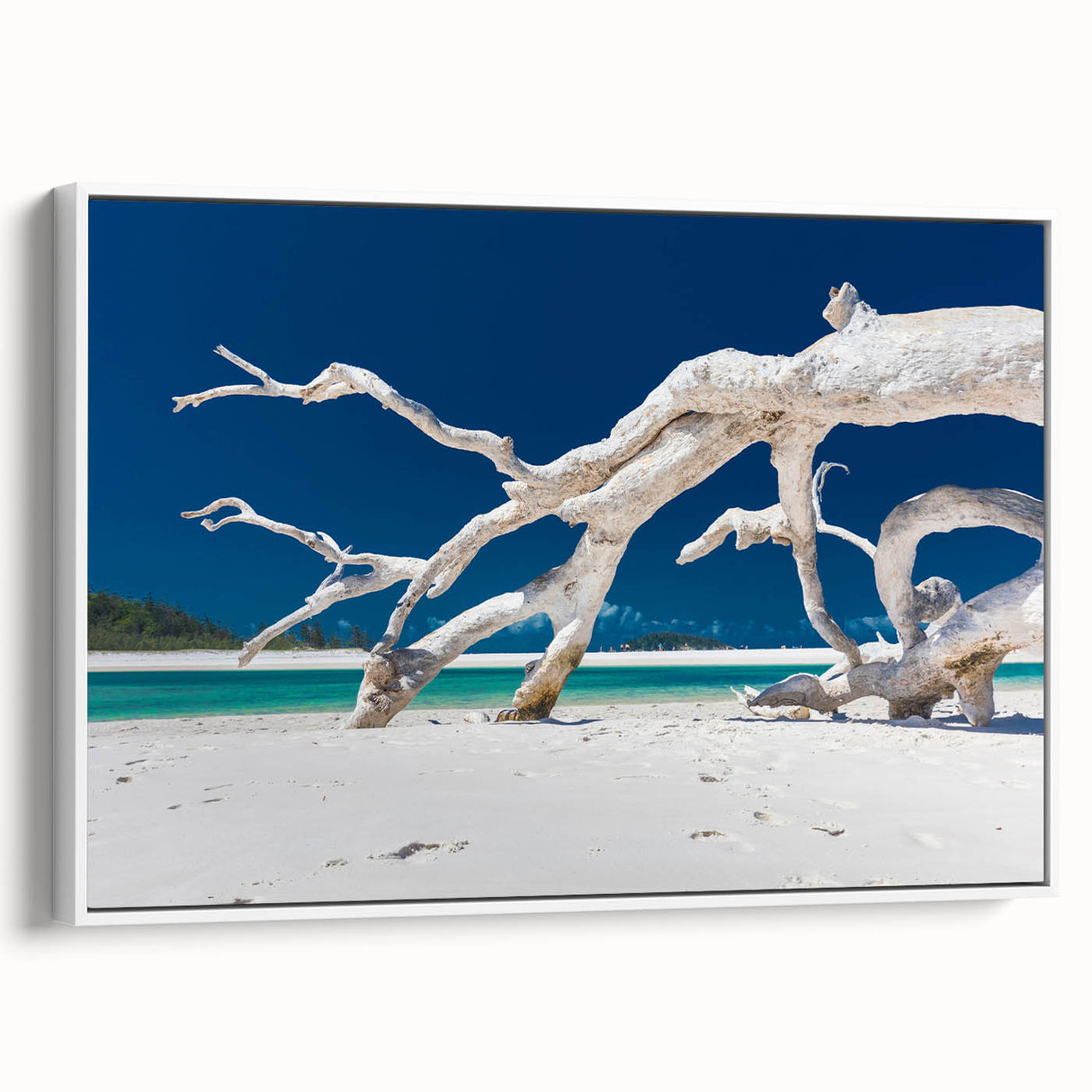 Vintage poster art of Australian scenery on framed canvas, featuring vibrant colors, ideal for living room decor.