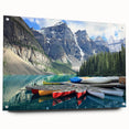 Acrylic print of Alberta, Canada scenery with vibrant green and blue tones, suited for bedroom or dining room decor.