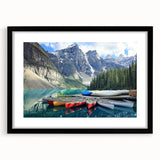 Extra large abstract art print of Alberta, Canada scenery in vibrant colors on a textured canvas, framed in black.