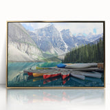 Mid-century modernist style acrylic print of Alberta scenery in earthy tones, ideal for modern art wall decor.