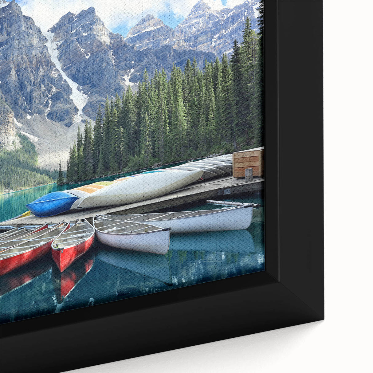 Extra large framed canvas showcasing a textured depiction of Alberta's scenery in black with colorful art accents.