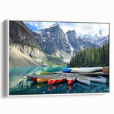 Vintage poster art of Alberta scenery in colorful hues on extra large framed canvas, ideal for living room decor.