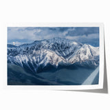 Extra large rolled print of British Columbia scenery with muted green and blue tones, suitable for art wall dining room.