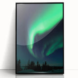 Large abstract wall art of Manitoba scenery in mid-century modernist style, acrylic print in black frame.