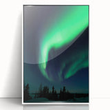 Acrylic print of a serene Manitoba landscape in muted greens and blues, framed in white, suitable for modern nursery decor.