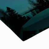 Landscape art painting of a Manitoba scenery on a large stretched canvas, in black and white tones.