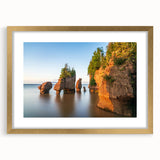 Extra large abstract art print featuring textured scenery of New Brunswick in a gold frame with mat.