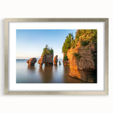 Textured abstract art print of New Brunswick scenery in muted earth tones on a framed canvas, ideal for bedroom art.