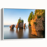 Vintage poster art of New Brunswick scenery in colorful hues on a large framed canvas, ideal for living room decor.