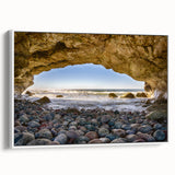 Vintage poster art of Newfoundland scenery in vibrant colors on framed canvas, ideal for living room decor.