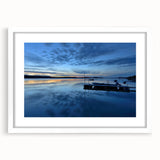 Abstract art print of the Northwest Territories landscape in muted earth tones on a framed white mat.