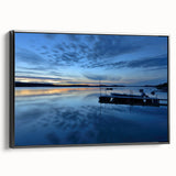 Black and white wall art featuring a vintage poster-style landscape of the Northwest Territories on a framed canvas.