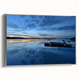 Framed canvas landscape art painting depicting the Northwest Territories with a silver frame, featuring muted earth tones.