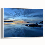 Vintage poster art of Northwest Territories landscape on framed canvas, featuring a colorful palette.