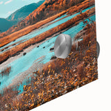 Large abstract wall art depicting Nova Scotia scenery in muted earth tones on acrylic glass.