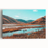 Black and white stretched canvas of Nova Scotia scenery, ideal for kitchen wall art.