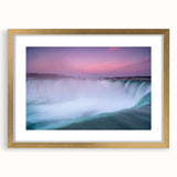 Extra large abstract art print of Ontario scenery in textured gold frame, ideal for living room decor.