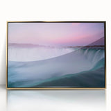 Mid-century modernist style large art print of Ontario scenery in gold frame, acrylic, ideal for modern art wall decor.