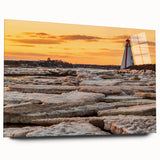 Large abstract wall art of Prince Edward Island scenery in muted earth tones on acrylic glass.