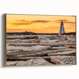 Framed canvas featuring a vintage-style landscape painting of Prince Edward, Canada, in muted earth tones.