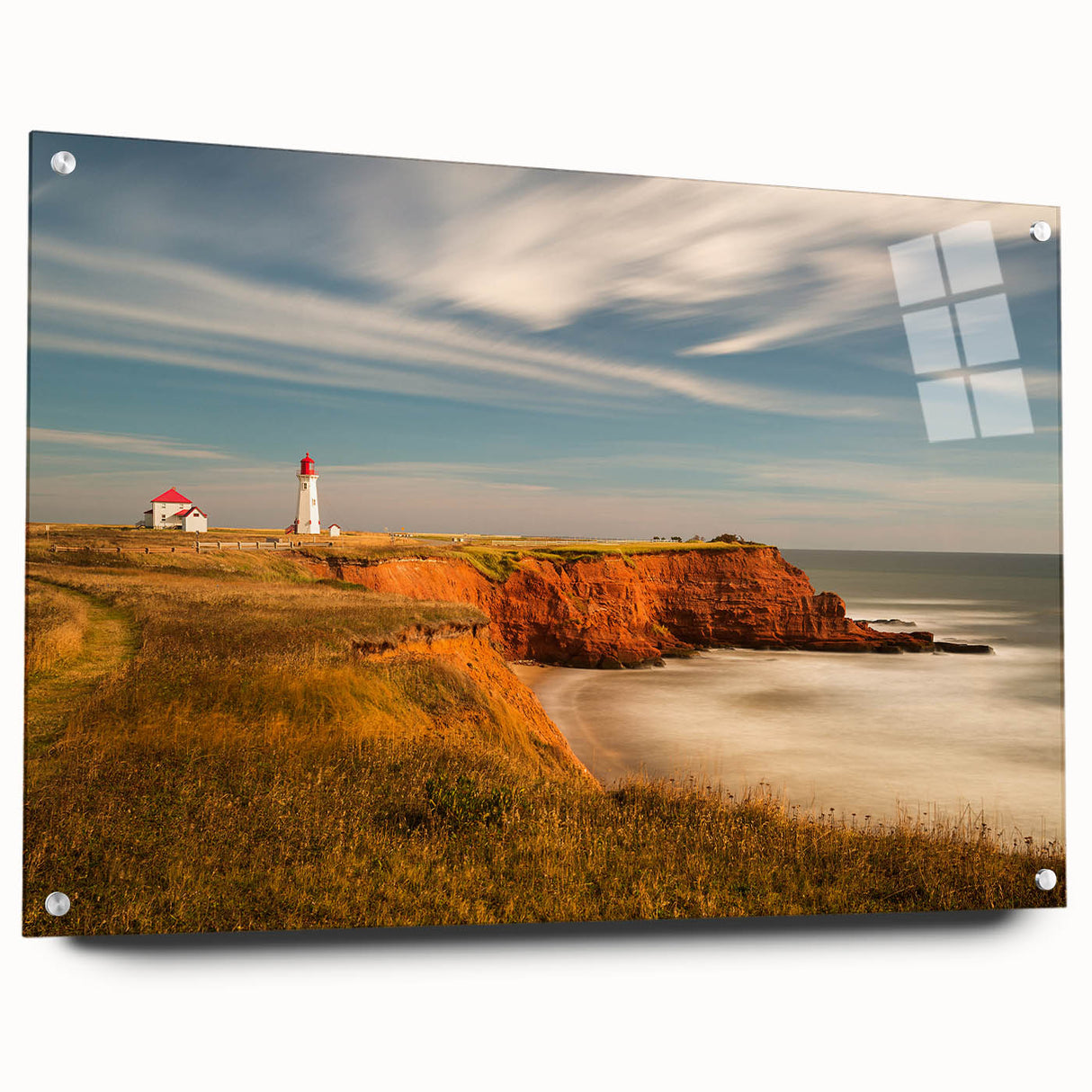 Acrylic print of a Quebec scenery in muted earth tones, suitable for bedroom or dining room decor.