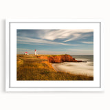 Abstract art print of Quebec scenery in muted gray and blue tones on a framed white mat.
