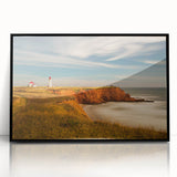 Large abstract wall art depicting a stylized Quebec scenery in muted tones on a framed acrylic.