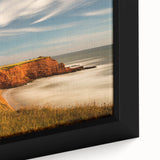 Extra large framed canvas of a textured, colorful Quebec scenery in black, ideal for living room decor.