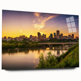 Acrylic print of a large abstract depiction of Saskatchewan scenery in muted earth tones.