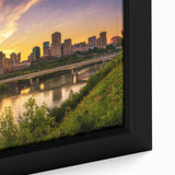 Extra large framed canvas featuring a textured depiction of the Saskatchewan scenery in black with colorful art accents.